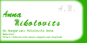 anna mikolovits business card